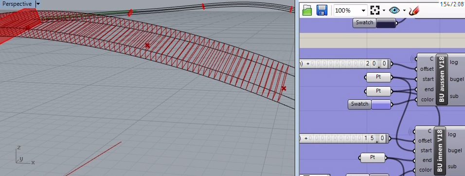 vidéo présentant la modélisation de la ceinture en béton armé, avec le logiciel Rhino et l'application grasshoper